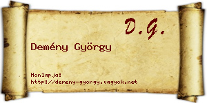 Demény György névjegykártya